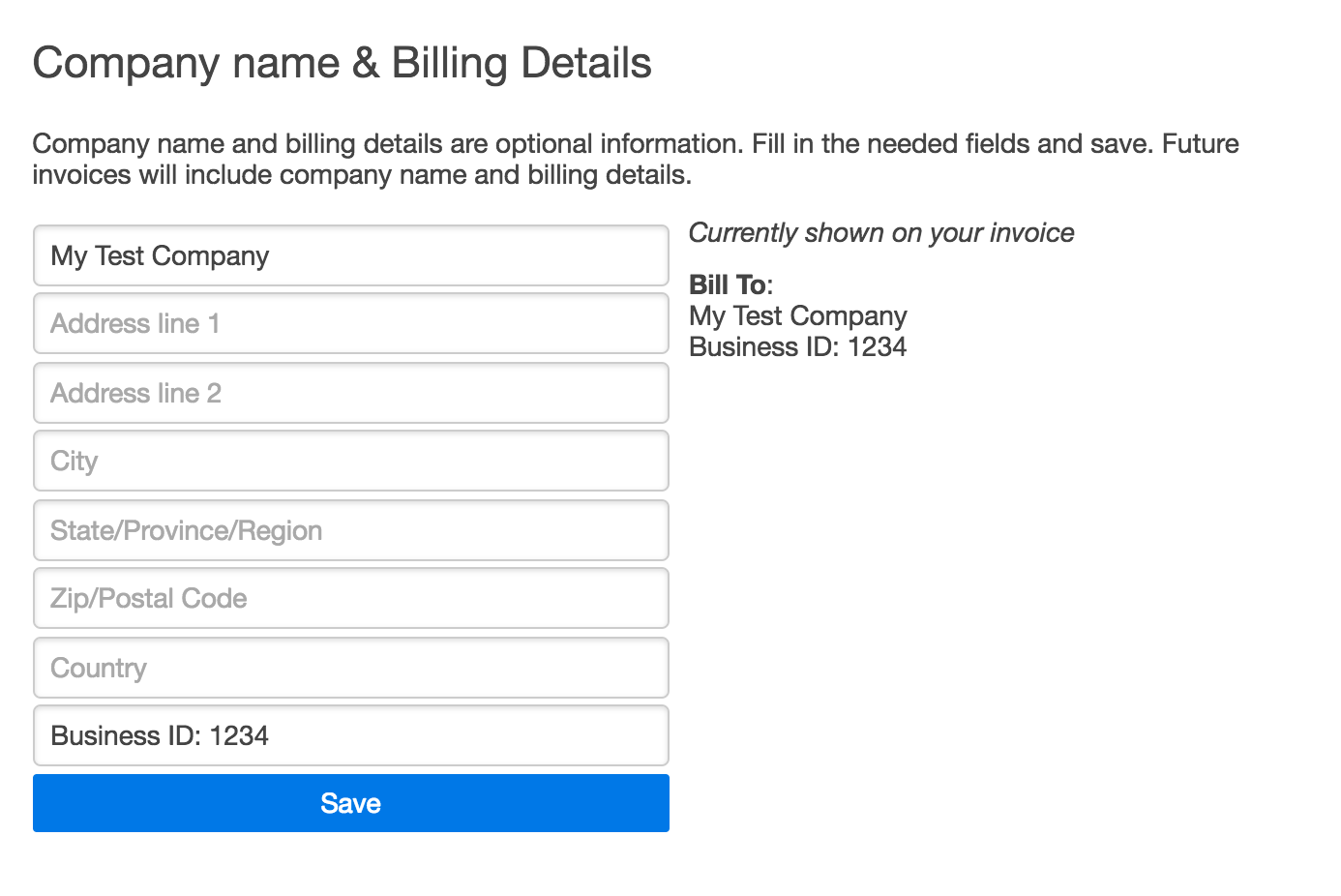 Edit Invoice Billing Details