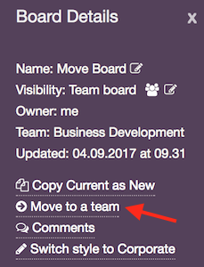 Board details - move board to a team